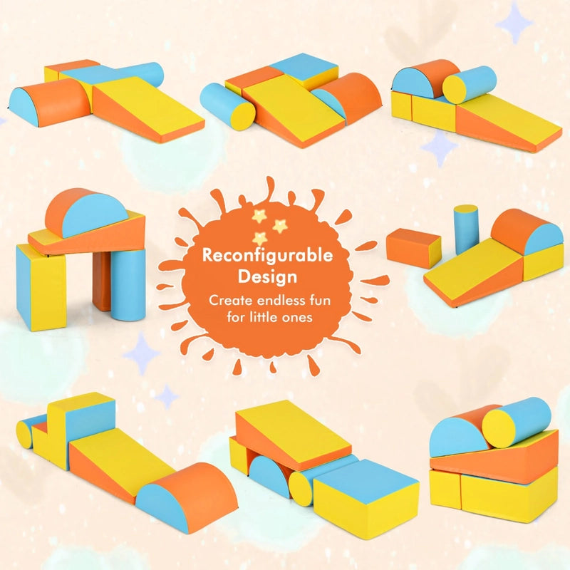 5 pcs. Foam building blocks Giant building blocks for romping &amp; climbing Large building blocks Orange + Yellow