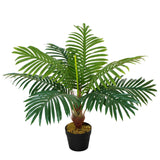 Outsunny 60cm/2FT Artificial Palm Tree Decorative Plant 8 Leaves with Nursery Pot, Fake Tropical Tree for Indoor Outdoor Décor