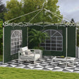 Outsunny Gazebo Side Panels, 2 Pack Sides Replacement, for 3x3(m) or 3x6m Pop Up Gazebo, with Windows and Doors, Green