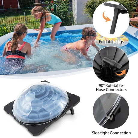 Solar Pool Heater with Rotatable Hose Connectors and Foldable Legs