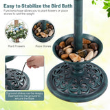 Solar-Powered Bird Bath and Feeder Combo Set for Garden Yard Lawn-Antique