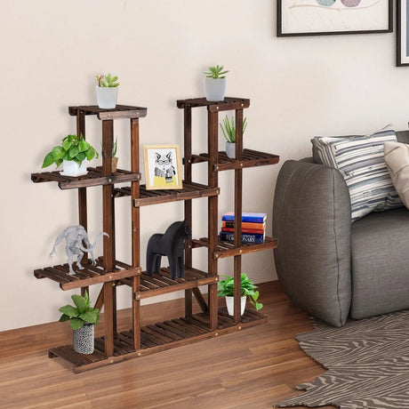6 Tier Wood Plant Stand Flower Shelf Rack Holder