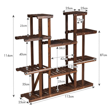 6 Tier Wood Plant Stand Flower Shelf Rack Holder