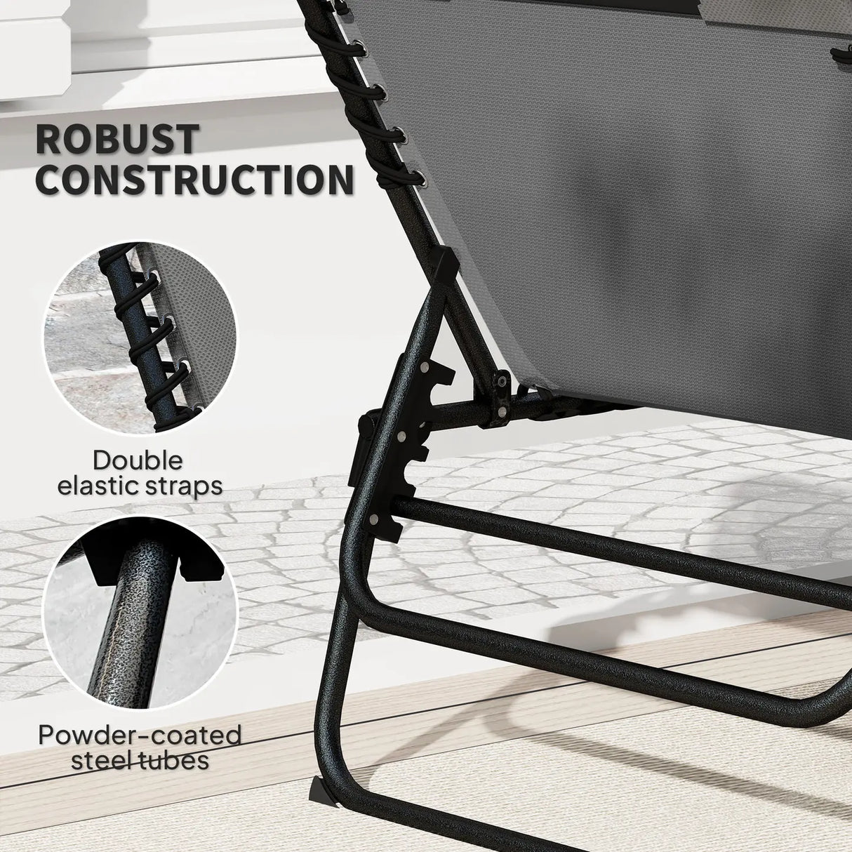 Outsunny Set of Two Reclining Sun Loungers - Charcoal Grey