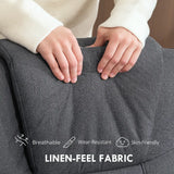 HOMCOM Rocker Swivel Recliner Chair with Footstool - Charcoal Grey Linen