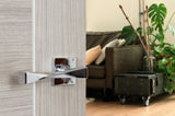 Senza Pari Guido Lever Door Handle on Flush Square Rose - Polished Chrome - Set