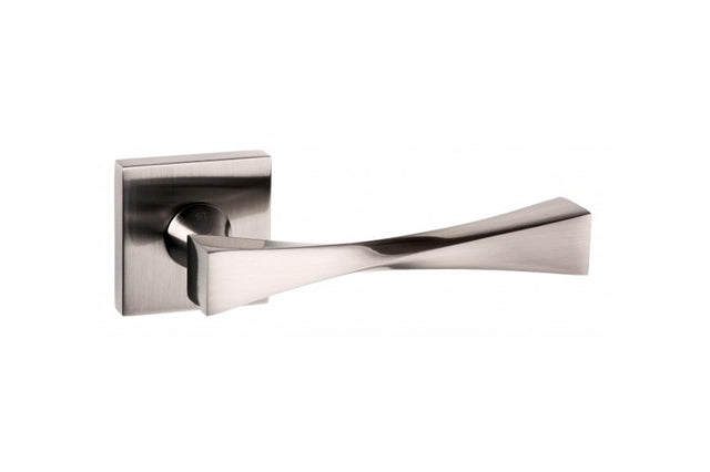 Senza Pari Guido Lever Door Handle on Flush Square Rose - Satin Nickel - Set