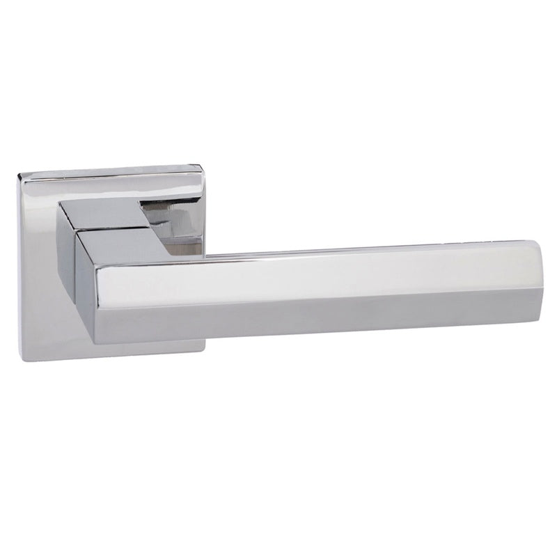 Senza Pari Davoli Lever Door Handle on Flush Square Rose - Polished Chrome - Set