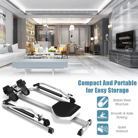 Exercise Adjustable Double Hydraulic Resistance Rowing Machine
