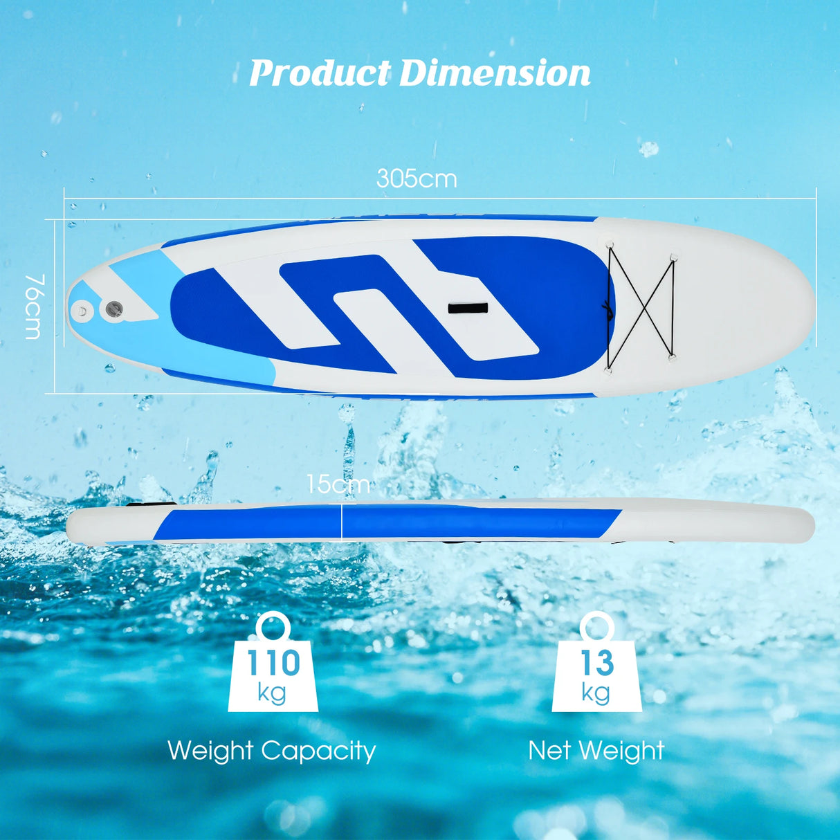 10 Feet Inflatable Stand Up Paddle Board 6Inch Thick with Backpack Leash Aluminum Paddle