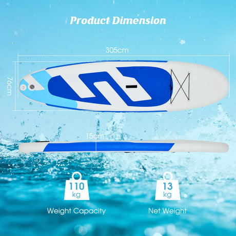 10 Feet Inflatable Stand Up Paddle Board 6Inch Thick with Backpack Leash Aluminum Paddle