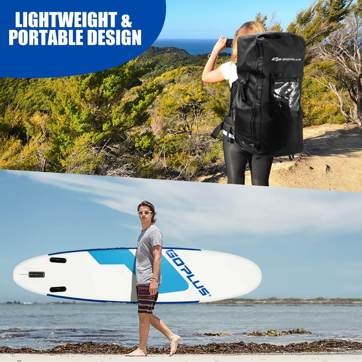 11 Feet Inflatable Stand Up Paddle Board with Aluminum Paddle-Blue