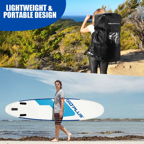 11 Feet Inflatable Stand Up Paddle Board with Aluminum Paddle-Blue
