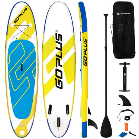 11 Feet Inflatable Stand Up Paddle Board with Aluminum Paddle-Yellow