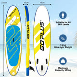 11 Feet Inflatable Stand Up Paddle Board with Aluminum Paddle-Yellow