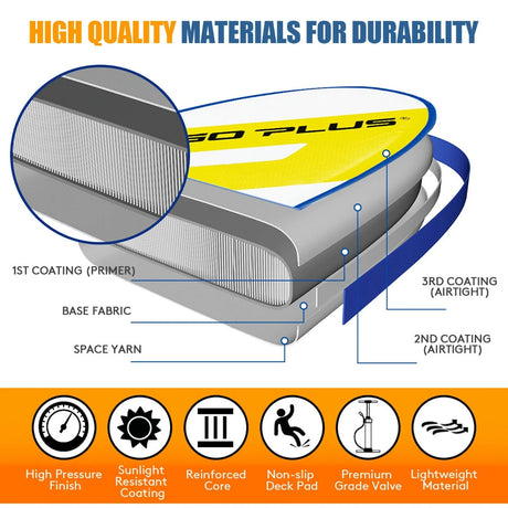 11 Feet Inflatable Stand Up Paddle Board with Aluminum Paddle-Yellow