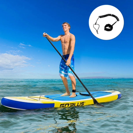 11 Feet Inflatable Stand Up Paddle Board with Aluminum Paddle-Yellow