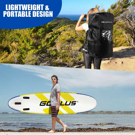 11 Feet Inflatable Stand Up Paddle Board with Aluminum Paddle-Yellow