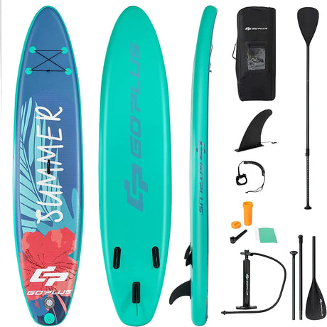 10 Feet Inflatable Stand Up Paddle Board with Backpack Leash Aluminum Paddle-L