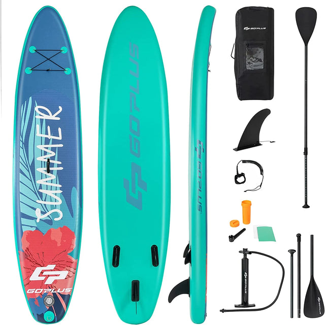 10 Feet Inflatable Stand Up Paddle Board with Backpack Leash Aluminum Paddle-L