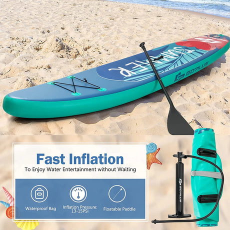 10 Feet Inflatable Stand Up Paddle Board with Backpack Leash Aluminum Paddle-L