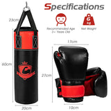 11 Pounds Kids Hanging Punching Bag Set with Punching Gloves-Black