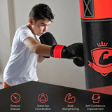 11 Pounds Kids Hanging Punching Bag Set with Punching Gloves-Black
