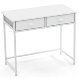 Computer Desk Space Saving Home Office Desk with 2 Fabric Drawers-White