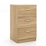 Bedside table with 3 drawers, side table, nightstand for box spring bed, 38 x 35 x 66 cm, natural
