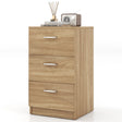 Bedside table with 3 drawers, side table, nightstand for box spring bed, 38 x 35 x 66 cm, natural