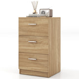 Bedside table with 3 drawers, side table, nightstand for box spring bed, 38 x 35 x 66 cm, natural