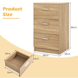 Bedside table with 3 drawers, side table, nightstand for box spring bed, 38 x 35 x 66 cm, natural