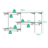 Custom Closet Organizer Kit 3 to 5 Feet Wall-Mounted Closet System with Hang Rod-Gray