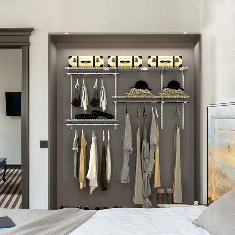 Custom Closet Organizer Kit 3 to 5 Feet Wall-Mounted Closet System with Hang Rod-White