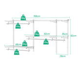 Custom Closet Organizer Kit 3 to 5 Feet Wall-Mounted Closet System with Hang Rod-White