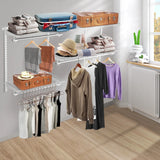 Custom Closet Organizer Kit 3 to 5 Feet Wall-Mounted Closet System with Hang Rod-White