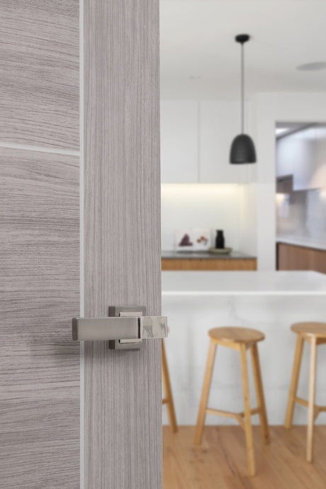 LIMITED EDITION Senza Pari Casalli Lever Door Handle on Square Rose - Satin Nickel/Polished Nickel - Set