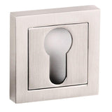 Senza Pari Euro Escutcheons on Square Rose - Satin Nickel - Pair