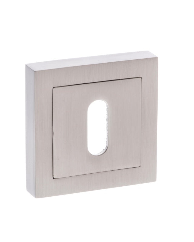 Senza Pari Key Escutcheons on Square Rose - Satin Nickel - Pair