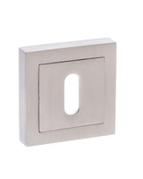 Senza Pari Key Escutcheons on Square Rose - Satin Nickel - Pair