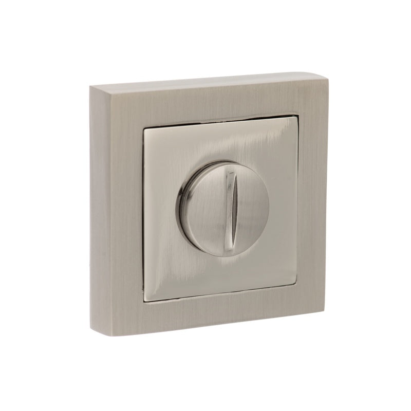 Senza Pari WC Turn and Release on Square Rose - Satin Nickel/Polished Nickel - Each