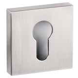 Senza Pari Euro Escutcheons on Flush Square Rose - Satin Nickel - Pair