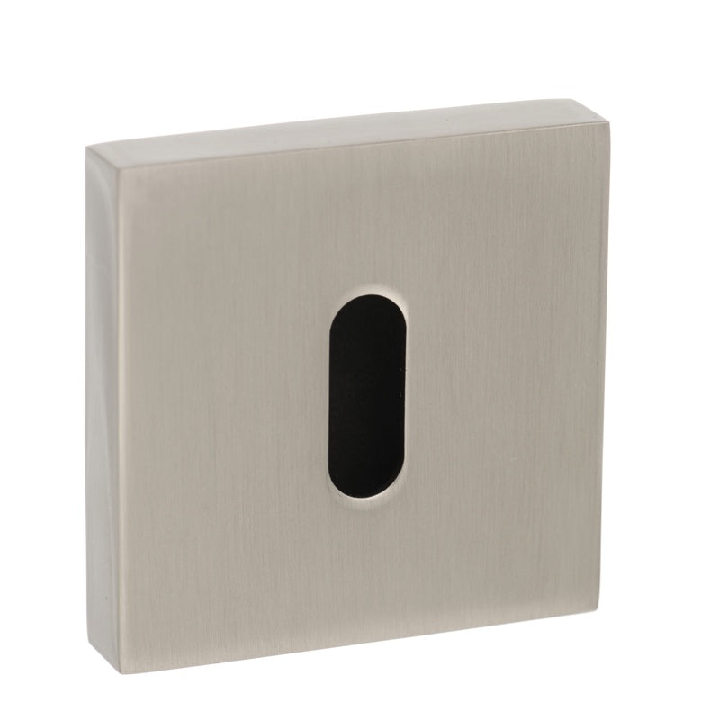 Senza Pari Key Escutcheons on Flush Square Rose - Satin Nickel - Pair