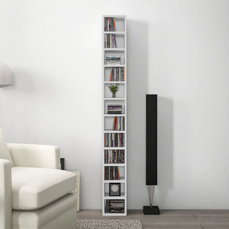 HOMCOM 204 CD Tall Narrow Media Storage Tower - White