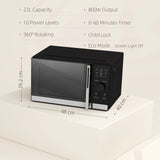 HOMCOM 23L 800W Microwave Oven, Digital Solo Microwave with 10 Power Levels, Automatic Defrost, 8 Auto Cook Menus, 60 Minutes Timer, Clock, Easy Clean, Small Black Microwave