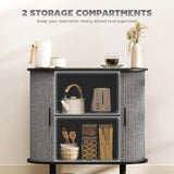 HOMCOM Tambour Sideboard with Fluted Sliding Doors, Modern Kitchen Cupboard with Storage Shelves and Wooden Legs, Grey