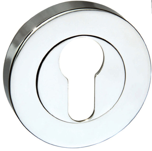 Senza Pari Euro Escutcheons on Round Rose - Polished Chrome - Pair