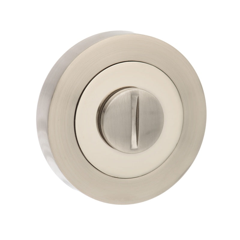 Senza Pari WC Turn and Release on Round Rose - Satin Nickel/Polished Nickel - Each