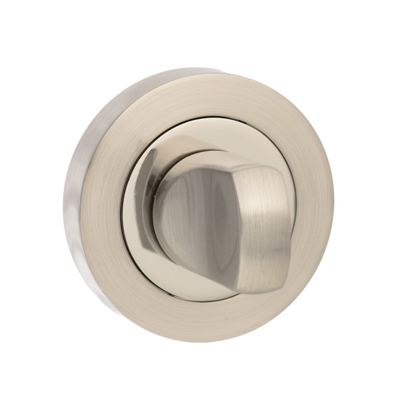 Senza Pari WC Turn and Release on Round Rose - Satin Nickel/Polished Nickel - Each