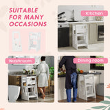 HOMCOM Kids Step Stool, Adjustable Standing Platform, Toddler Kitchen Stool, White